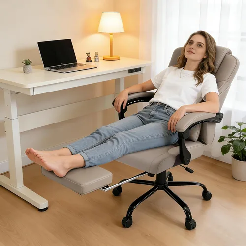 Vista 2 de Masaje de amasado 3D de tamaño grande cómoda silla de escritorio de oficina para mujeres Marrón