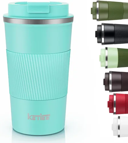 Vista 17 de KETIEE Taza de café de 12 oz: Taza de café con aislamiento al vacío y tapa a prueba de fugas, taza de viaje de acero inoxidable con doble pared