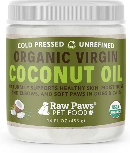 Vista 8 de Raw Paws Aceite de coco orgánico virgen para perros y gatos, 4 onzas, tratamiento para picazón en la piel, nariz seca, patas, codos, loción