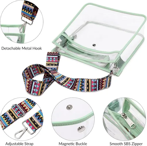 Vista 3 de Ryushoyo Clear Bag Stadium Approved Clear CrossBody Bag Women Shoulder Handbag Purse