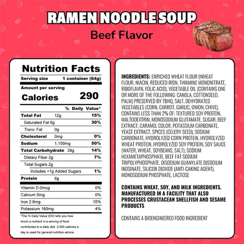 Vista 2 de Maruchan Almuerzo Instantáneo de Carne de Res, 2.25 Oz, Paquete de 12