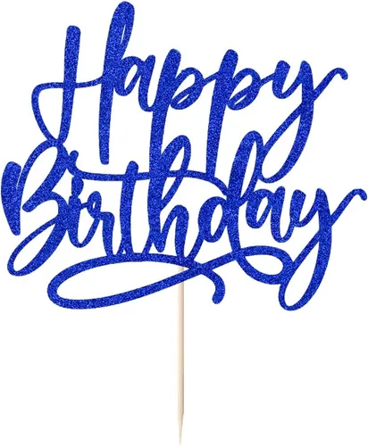 Vista 2 de Kaoenla Decoración de Pastel de Feliz Cumpleaños Azul - decoración de pastel de feliz cumpleaños azul real, niños y niñas, hombres y mujeres