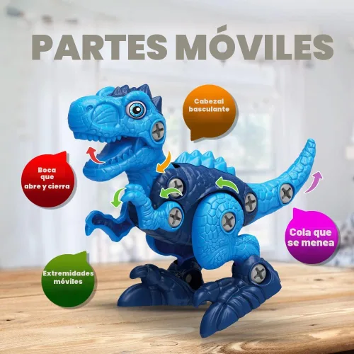 Vista 4 de Juguetes de dinosaurio para niños de 3, 4, 5, 6, 7 años, juguetes desmontables con taladro eléctrico para niños, juguete educativo de construcción