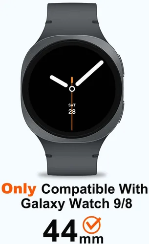 Vista 5 de Funda de metal compatible con Samsung Galaxy Watch 8 de 1.732 pulgadas, 2 en 1, con marco trasero para Galaxy Watch 8 de 1.732 in (negro/naranja)