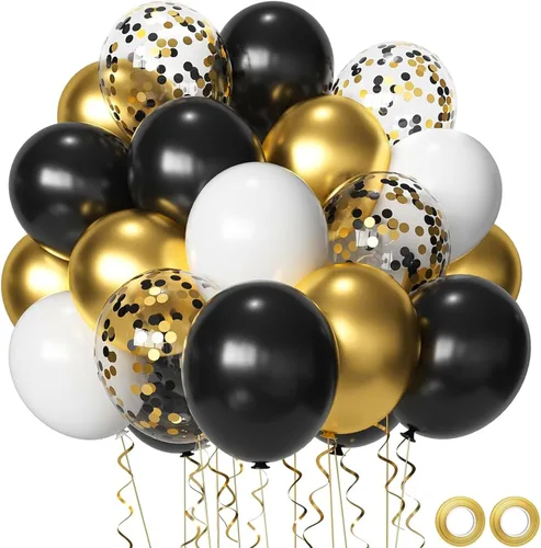 Vista 14 de Globos de fiesta rojos, negros y dorados, globos de látex negro y rojo, 50 globos de 12 pulgadas, rojo, negro y dorado, para graduación, Hollywood
