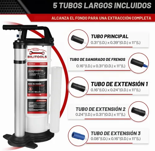 Vista 2 de BILITOOLS 9L Bomba extractora de aceite neumática/manual para cambio de aceite de motor