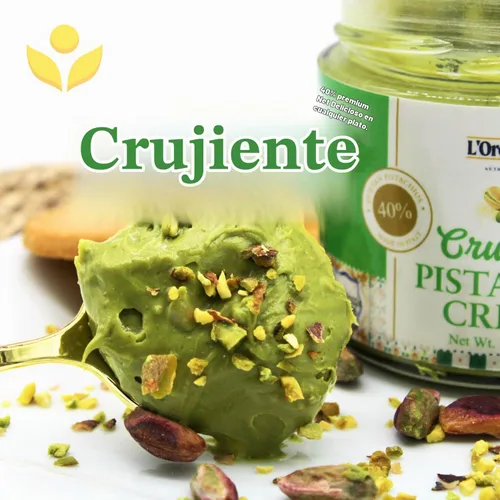 Vista 6 de L'Oro Del Sud, Crema italiana de pistacho, crujiente, 40% pistachos, 7 onzas