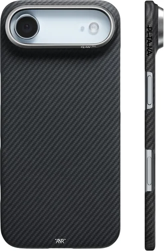 Vista 29 de pitaka Funda para iPhone Pro de 6.3" con sensación sin funda, azul abismo Abyss Blue (Argyle)