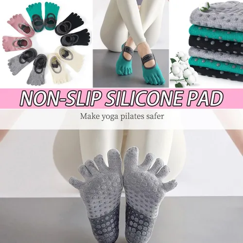 Vista 15 de CHUNFO Calcetines de agarre para mujer, calcetines de yoga para pilates, antideslizantes, teñido anudado, coloridos, de algodón, de compresión