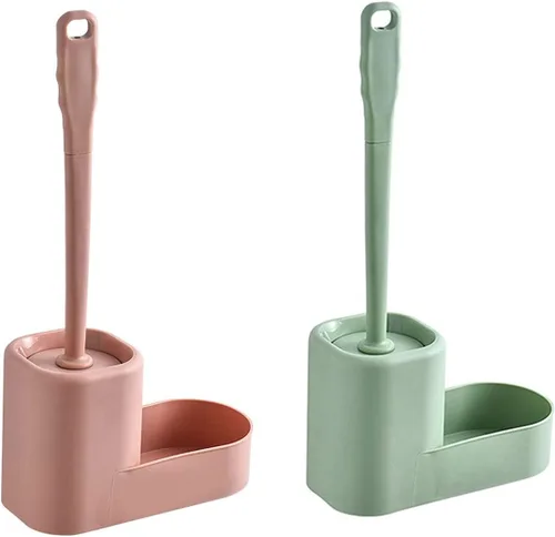 Vista 11 de Escobilla de inodoro con soporte, juego de gancho extra y mango antideslizante, cepillo de baño para limpieza profunda y secado rápido, cepillo