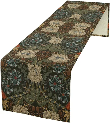 Vista 48 de Camino de mesa con diseño de patas de perro, lindo animal con estampado de patas de cachorro, decoración de fiesta de cumpleaños, casa de campo