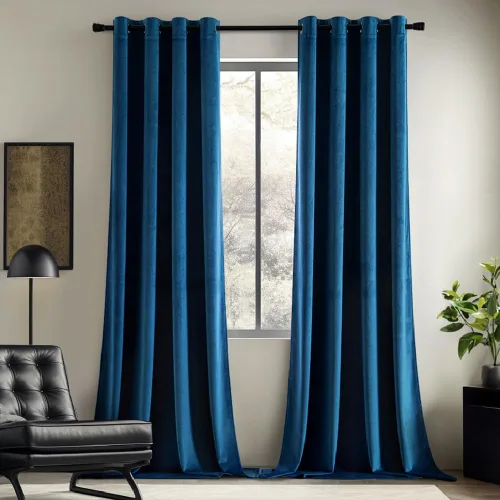 Vista 22 de EMEMA Cortinas de terciopelo negro, 2 paneles de 40 x 63 pulgadas de largo, bolsillo trasero para barra