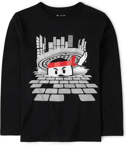 Vista 13 de The Children's Place Boys' Dinos,Cars,Sports Long Sleeve Graphic T-Shirts Jugador de Bball Jump