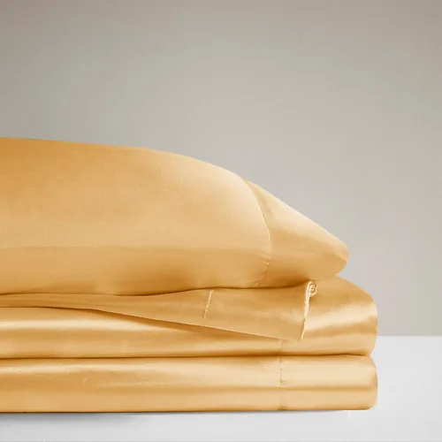 Vista 74 de Madison Park Essentials - Juego de sábanas de satén de lujo y sedoso con brillo natural, bolsillo elástico de 14 pulgadas para colchones de hasta 16