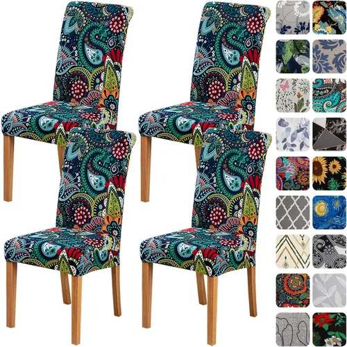 Vista 13 de HZDHCLH Juego de 4 fundas para sillas de comedor color burdeos, fundas elásticas de elastano para sillas Parsons, paquete de 4, fundas de asiento