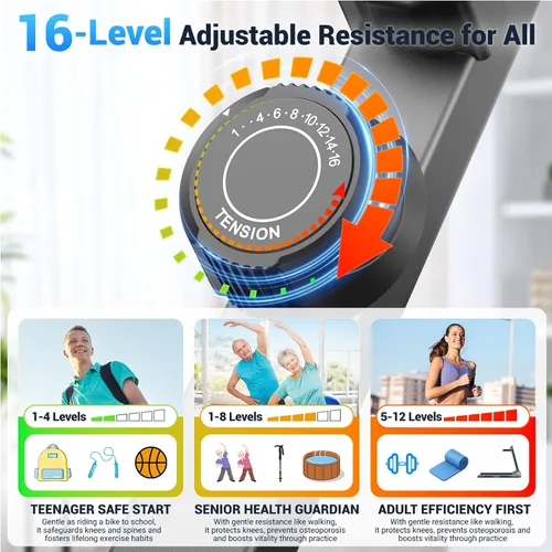 Vista 6 de ANCHEER Máquina elíptica de ejercicios, entrenador elíptico para gimnasio en casa, equipo de ejercicio de peso máximo de 550 libras, máquina
