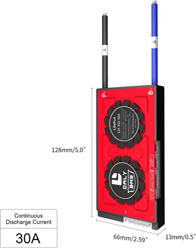 Vista 3 de DALY Programable Smart BMS Lifepo4 12S 36V 30A LiFePO4 Tablero de protección de batería con cables de equilibrio Comunicación UART para convertidor