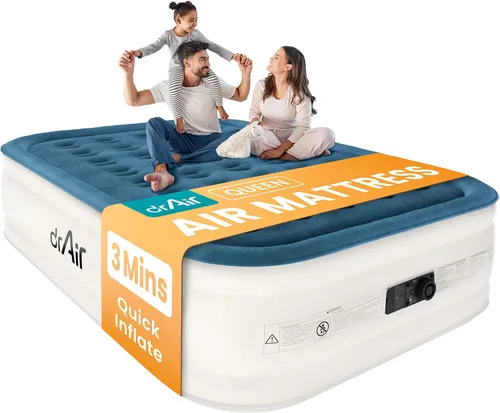 Vista 11 de Dr. air Colchón de aire individual con bomba incorporada, colchón inflable elevado de 18 pulgadas, cama de aire de panal máximo de 500 libras
