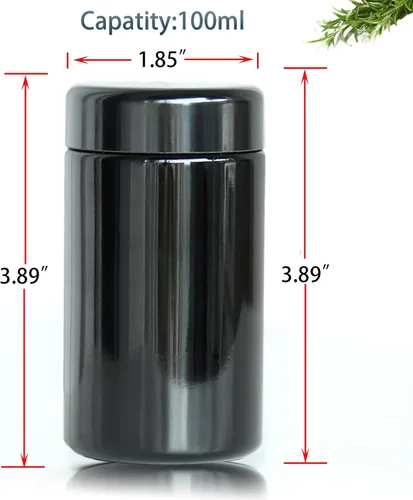 Vista 3 de Matoolser Tarro de almacenamiento hermético de vidrio negro 100ml con protección UV para café y especias