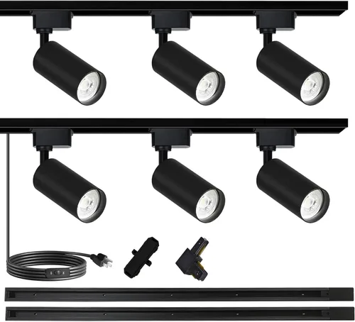 Vista 10 de J&L Tipo LED Kit de iluminación de riel regulable ajustable ángulo cabezas 3000K cálido