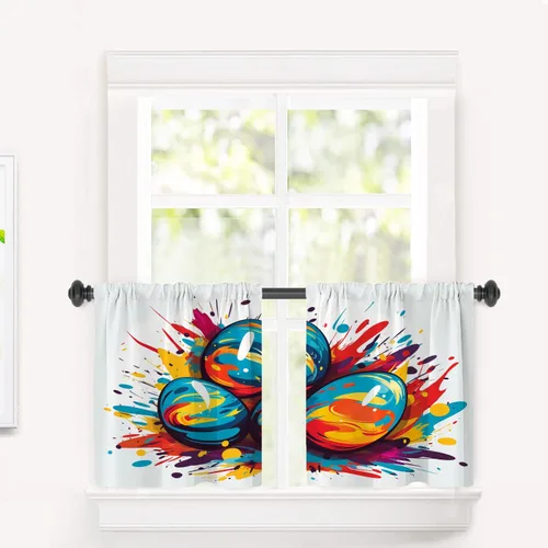 Vista 113 de Cortinas opacas de poliéster multicapa marrón con diseño de bosque natural, 2 unidades, 26 x 24 pulgadas