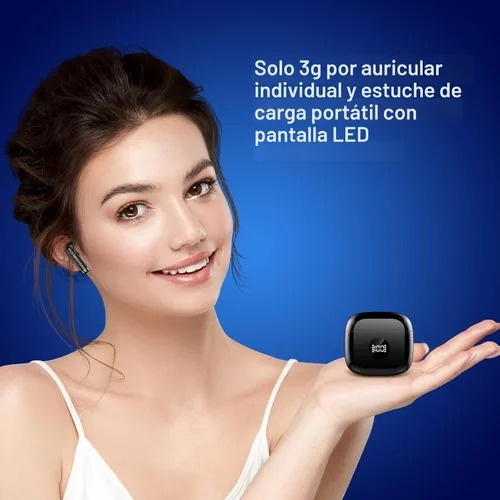 Vista 5 de Auriculares inalámbricos, Bluetooth 5.4, auriculares con pantalla LED de energía, bajos estéreo, auriculares Bluetooth intrauriculares