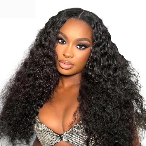 Vista 10 de 13x4 Pelucas de encaje frontal de cabello humano de ondas profundas con densidad del 250%, pelucas de encaje frontal rizadas profundamente