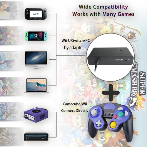 Vista 3 de XIKAYADA Gamecube Controller, Wired Game Controller for Wii & GC, Upgraded TURBO & HD Vibration Function, Double Color Design Style Classical