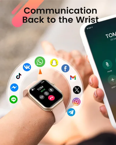 Vista 5 de Relojes inteligentes para mujer, 1.85 pulgadas, llamadas, batería 30 días, monitor 24/7 de frecuencia cardíaca, sueño y SpO2, 120 modos, IP68