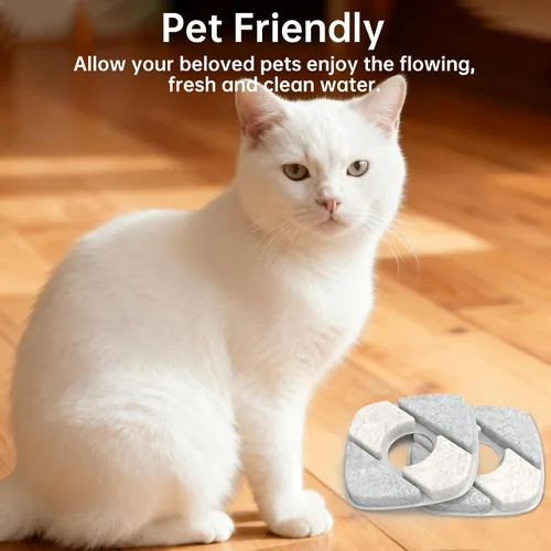 Vista 8 de Bomba de fuente de agua para gatos para fuente de 50 onzas, 95 onzas, ultra silenciosa, cable USB, luz LED y paquete de 6 filtros de fuente