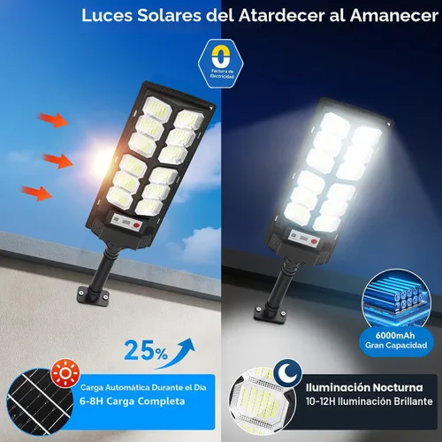 Vista 4 de 2 Pack Solar Street Lights Outdoor Waterproof 6500K 13000LM LED Solar Flood Lights Dusk to Dawn Parking Lot Light with Motion Sensor and Remote