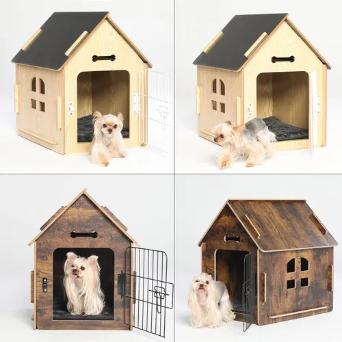 Vista 5 de RYpetmia - Casa de interior para perros y gatos pequeños, casa de madera