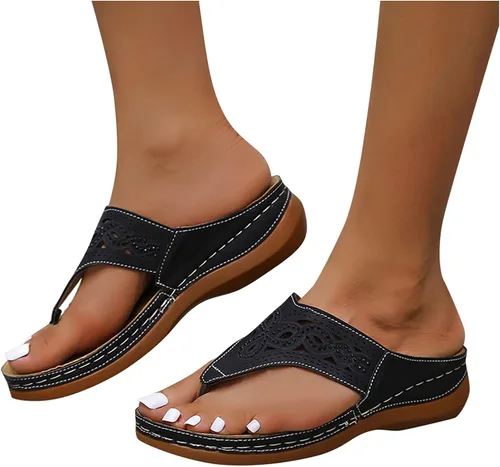 Vista 3 de Zapatos casuales de moda para mujer con suela gruesa para exteriores, zapatos Tobogán para caminar para mujer, Negro, beige, gris., 5