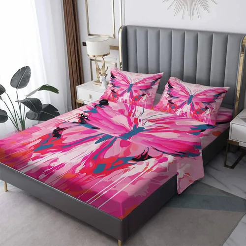 Vista 24 de Juego de sábanas abstractas tamaño individual, sábanas de microfibra suave, bolsillo profundo, sábanas y fundas de almohada estampadas sin arrugas