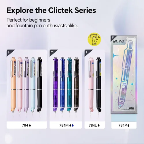 Vista 7 de WRITECH Clictek Pluma estilográfica retráctil: cartuchos de tinta negra