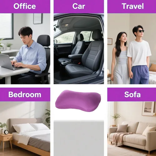 Vista 5 de Paquete de 2 almohadas de cuello de microcuentas, almohada para reposacabezas de hueso y cojín de apoyo cervical, almohada de tubo universal cómoda