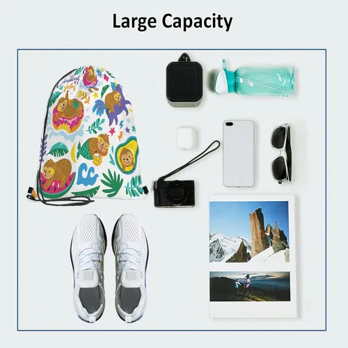 Vista 3 de Beabes Llama Rosa Animal Cordón Bolsas Mochila Bolsa Gimnasio Saco Cordón Bolsa, Multi-a22, Mochilas de viaje