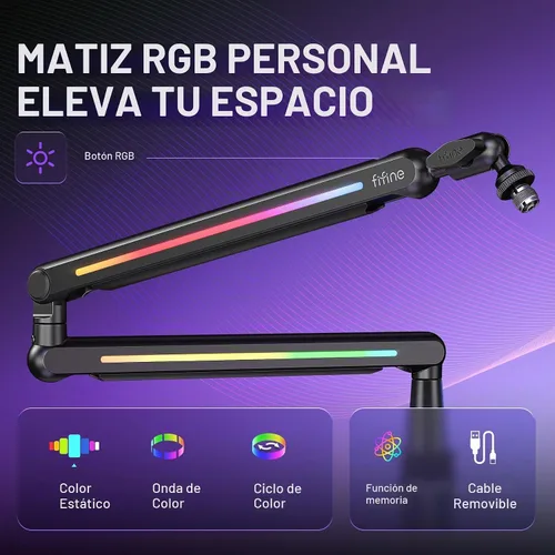 Vista 3 de FIFINE Brazo de brazo de micrófono de perfil bajo BM88Pro RGB para Negro