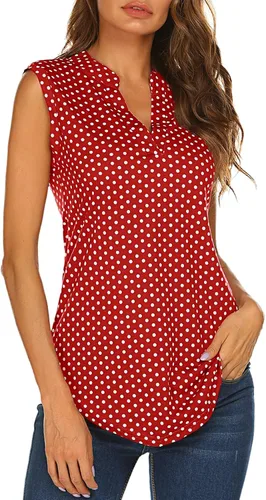 Vista 10 de Halife Women's Sleeveless Floral Print V Neck Tunic Tank Tops Blouse Shirts