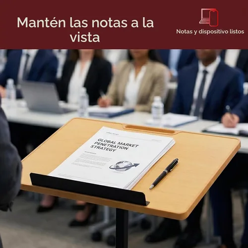 Vista 5 de Pyle Atril portátil de piso, podio, altura ajustable, diseño de pie constante, para profesor, conferencia, aula, soporte para libros de computadora