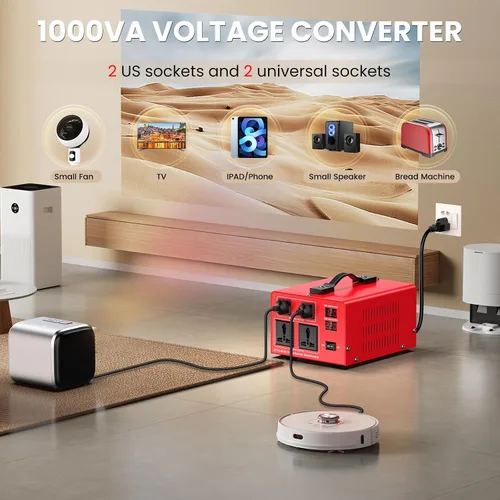 Vista 6 de Transformador de Voltaje de 1000W Convertidor de Potencia (110V a 220V, 220V a 110V) Convertidor Elevador/Reductor 110/120 Voltios - 220/240 Voltios