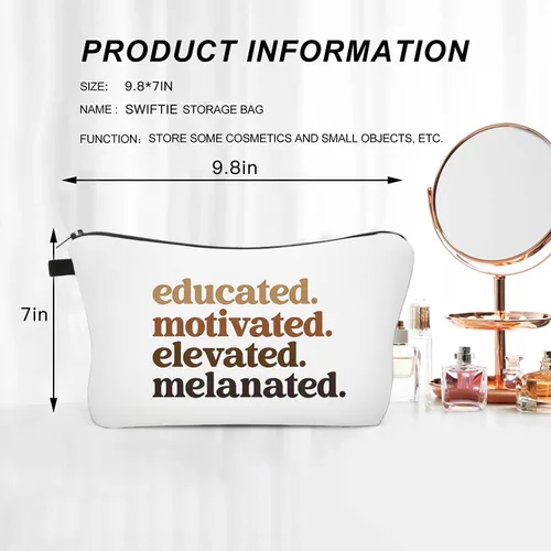 Vista 6 de Bolsa de maquillaje afroamericana para monedero, bolsas de cosméticos negras afro para mujer, regalo inspirador, pequeña bolsa de cosméticos