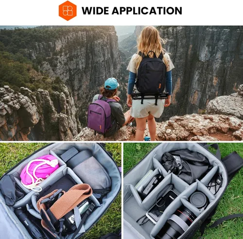 Vista 9 de TARION Mochila para cámara pequeña – Estuche profesional para fotografía DSLR con compartimento para laptop de 13 pulgadas y cubierta impermeable