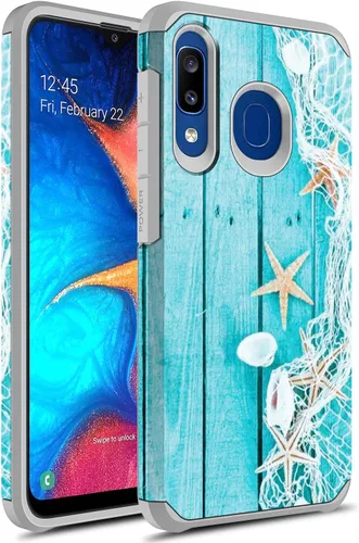 Vista 10 de Rosebono - Funda compatible con Samsung Galaxy A21, delgada híbrida de doble capa a prueba de golpes, cubierta dura a prueba de golpes, linda funda