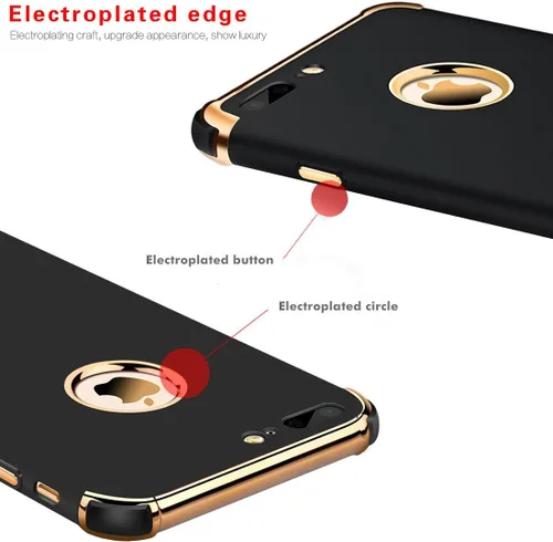 Vista 3 de Funda para iPhone 7, iPhone 8, funda ultra fina, flexible, suave, mate, lujosa, 3 en 1, delgada, galvanizada, a prueba de golpes, compatible