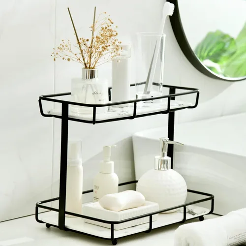 Vista 17 de Dobbyby Bandeja de Tocador Organizador de Maquillaje Almacenamiento de Cosméticos Organizador de Cuidado de la Piel para Baño Estante de Exhibición