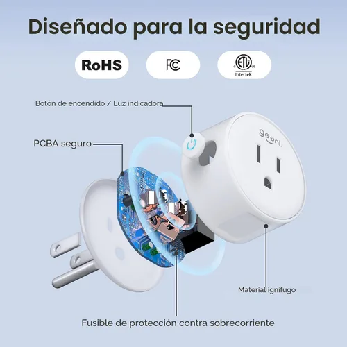 Vista 5 de Geeni Dot Enchufe inteligente con conectividad WiFi de 2.4GHz – Paquete de 2 tomas inteligentes compactas y resistentes al fuego con programador
