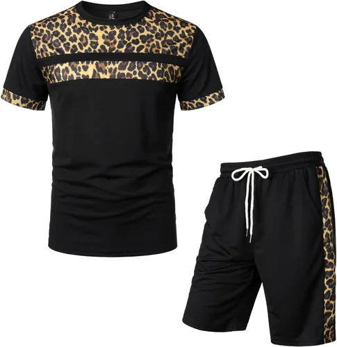 Vista 11 de LucMatton Conjunto de camiseta y pantalones cortos con estampado africano de verano para hombre, 2 piezas, conjunto deportivo de malla, trajes