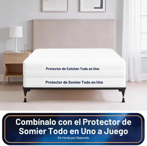 Vista 5 de Protector de colchón todo en uno, funda con cremallera, resistente al agua y a las manchas, protección de triple sellado, RV Short Twin, color blanco