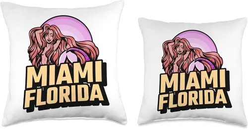 Vista 3 de Sunset Mermaid Miami Florida Throw Pillow
